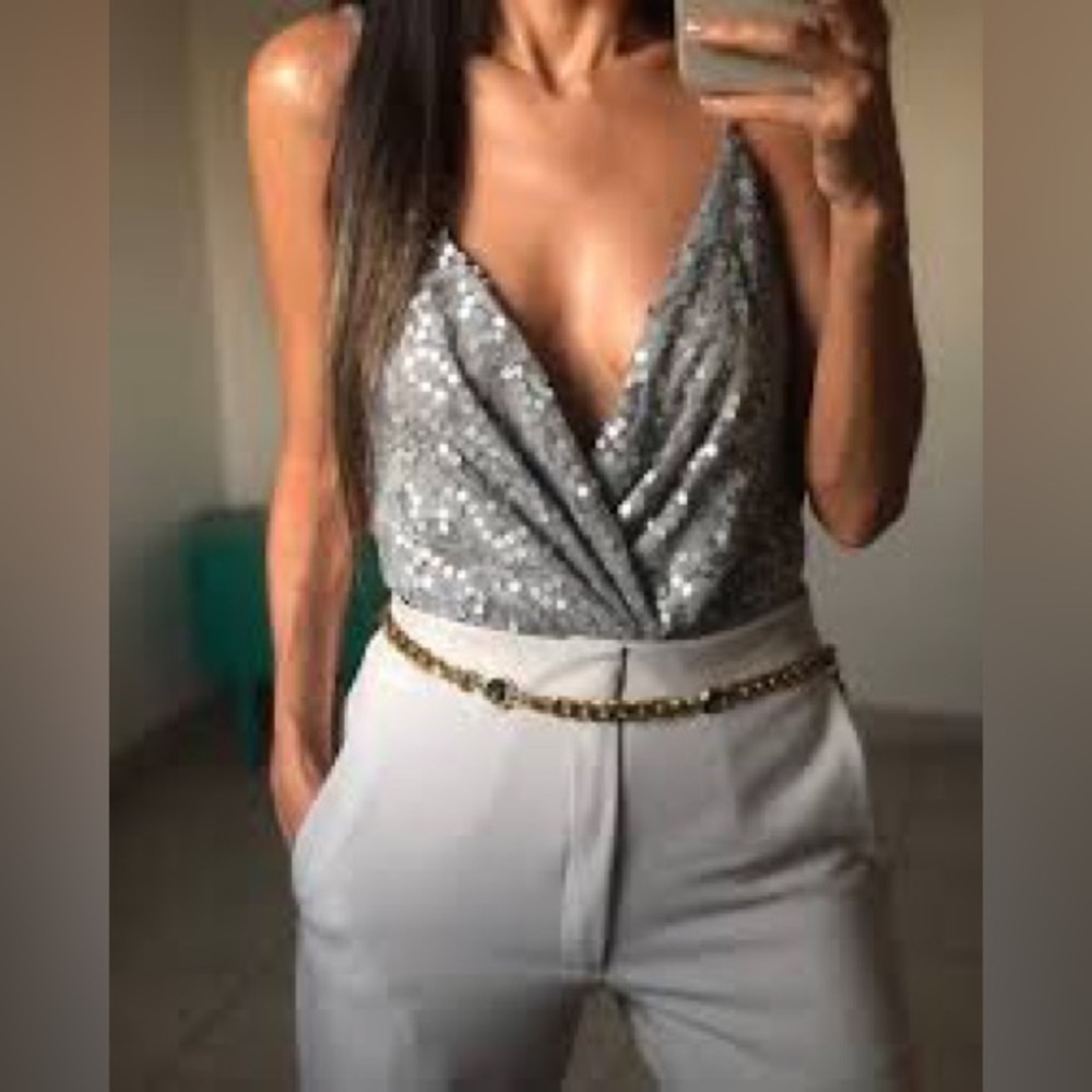 Express sequin bodysuit small